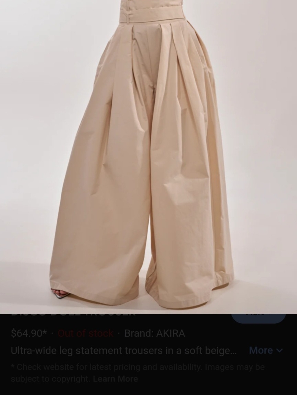 Wide-Leg High-Waist Trousers in Soft Beige